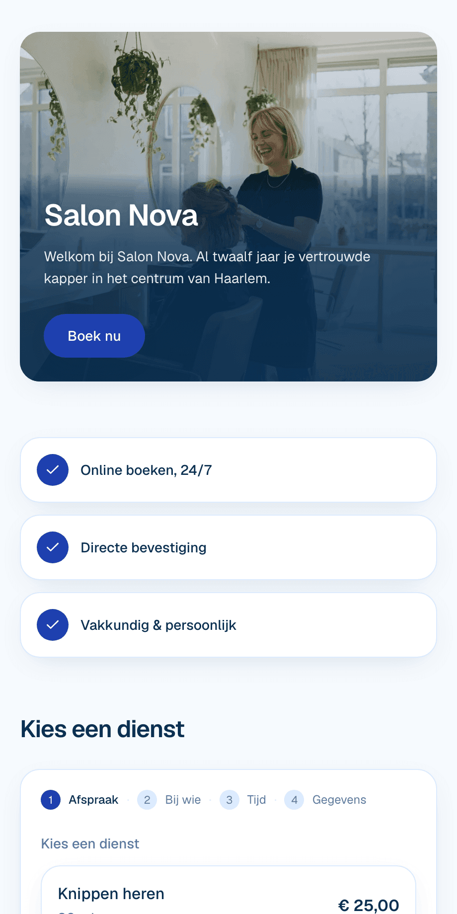 Eigen boekingspagina met eigen naam, foto en uitstraling